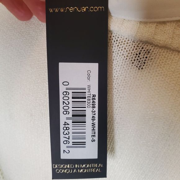 Renuar Beige Pointelle Sweater Layered With Collar Sz S NEW $118 - Picture 6 of 7